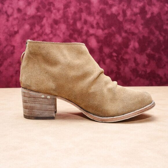 Beek Women Brown Distressed Suede Handmade Back Zip Fashion Ankle Boots sz 9.5 - Picture 4 of 8